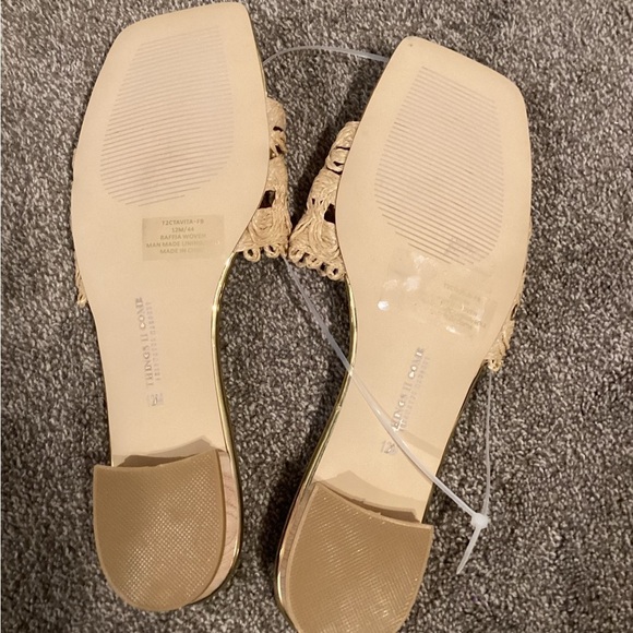 NWOT Things II Come Size 12 Women's Tavita Slide Wood Heel Straw Flat Sandals - Picture 4 of 5